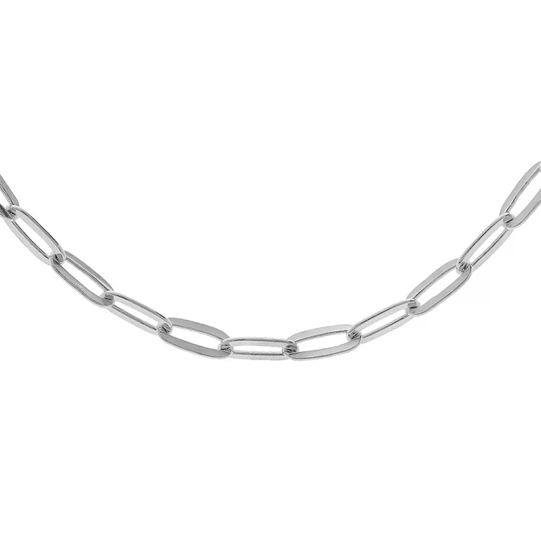 Collier long maille rectangulaire épaisse 55 cm – Argent 925 rhodié | Azuline