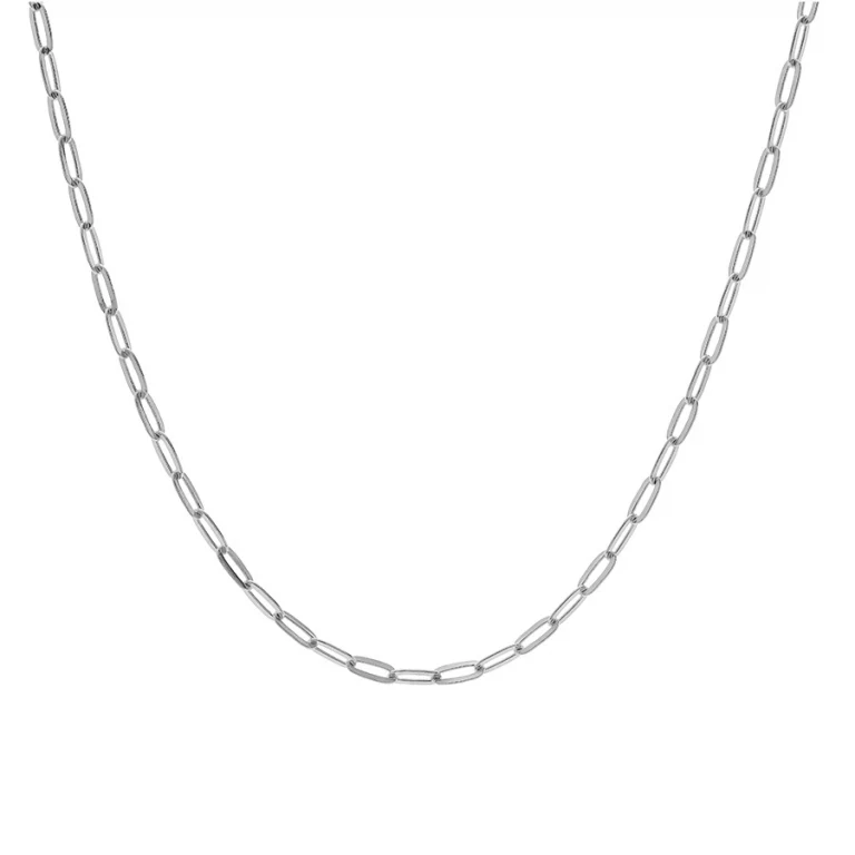 Collier long maille rectangulaire épaisse 55 cm – Argent 925 rhodié | Azuline