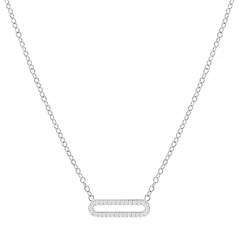 Collier maille rectangulaire serti d’oxydes blancs – Argent 925 rhodié | Azuline