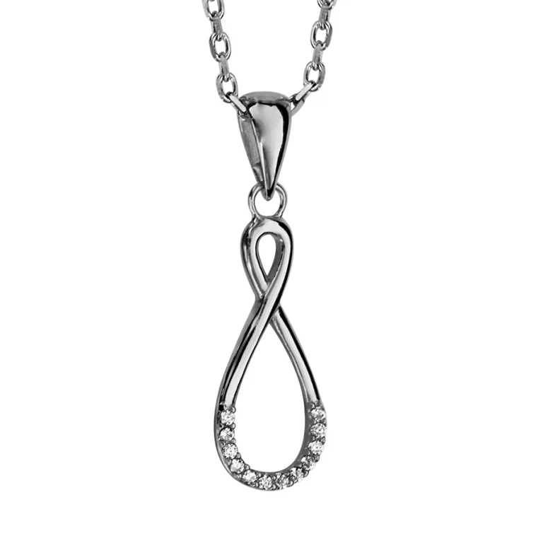 Collier infini vertical à demi serti – Argent 925 rhodié | Azuline
