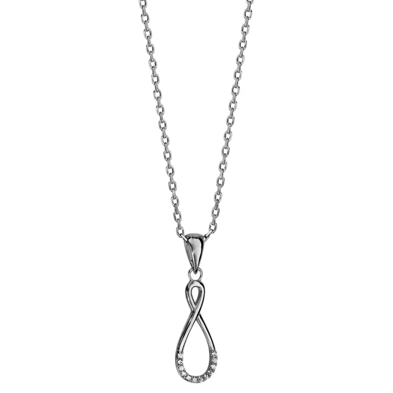 Collier infini vertical à demi serti – Argent 925 rhodié | Azuline