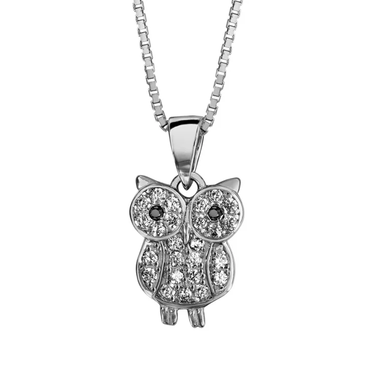 Collier hibou – Argent 925 rhodié | Azuline