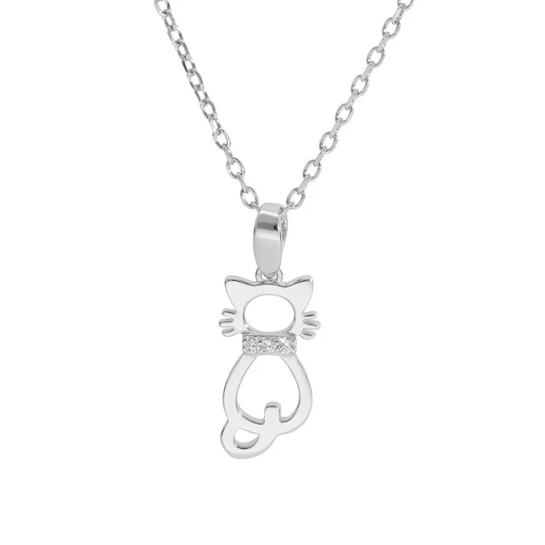 Collier chat ajouré – Argent 925 rhodié | Azuline
