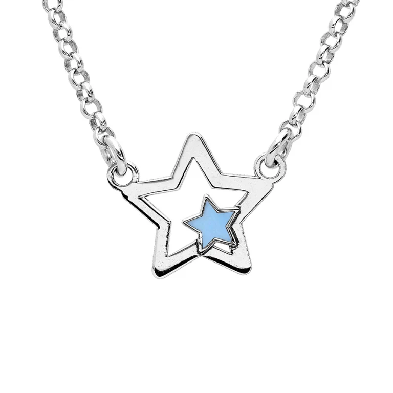 Collier ras de cou étoile à résine bleue 40 cm – Argent 925 rhodié | Azuline