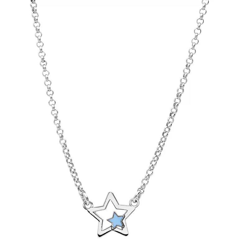 Collier ras de cou étoile à résine bleue 40 cm – Argent 925 rhodié | Azuline