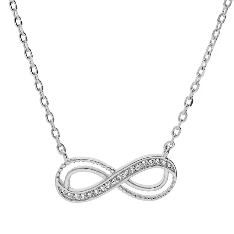 Collier infini serti d’oxydes ajouré – Argent 925 rhodié | Azuline