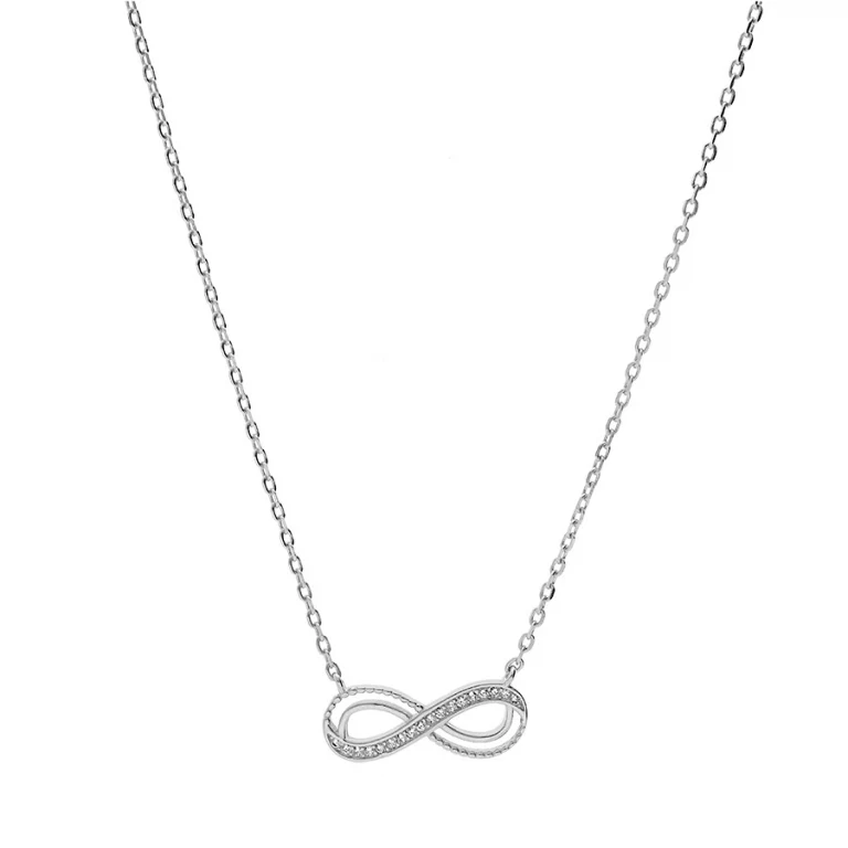 Collier infini serti d’oxydes ajouré – Argent 925 rhodié | Azuline