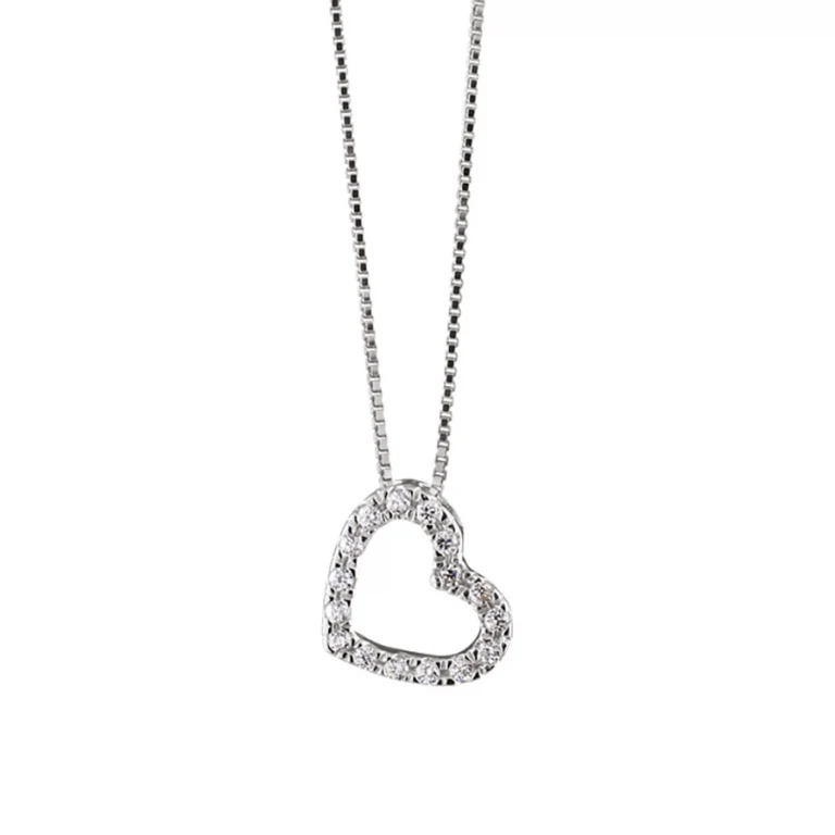 Collier petit cœur serti d’oxydes – Argent 925 rhodié | Azuline