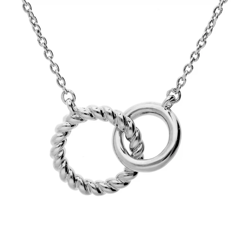 Collier double anneaux – Argent 925 rhodié | Azuline