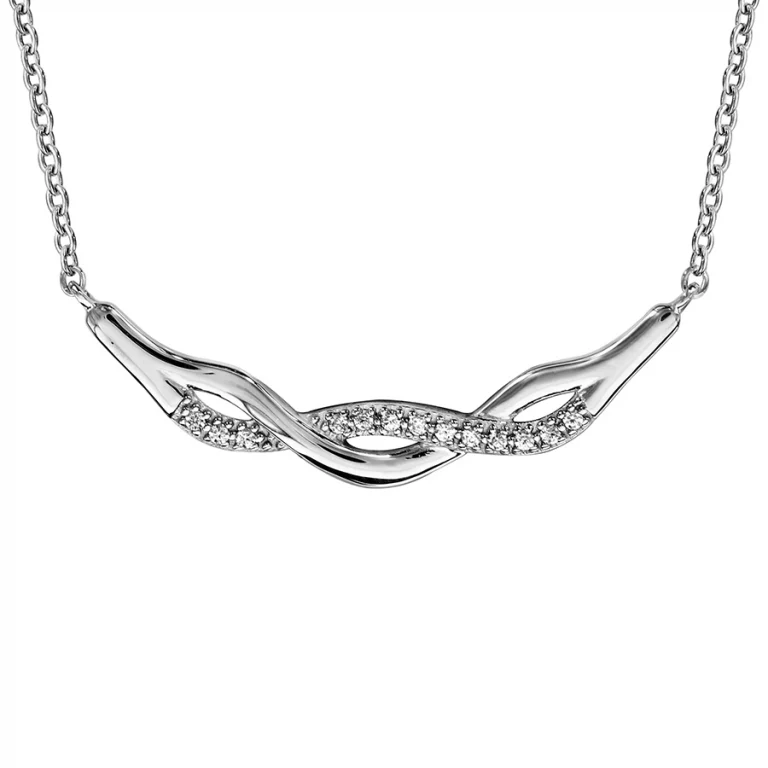 Collier torsadé serti d’oxydes blancs – Argent 925 rhodié | Azuline