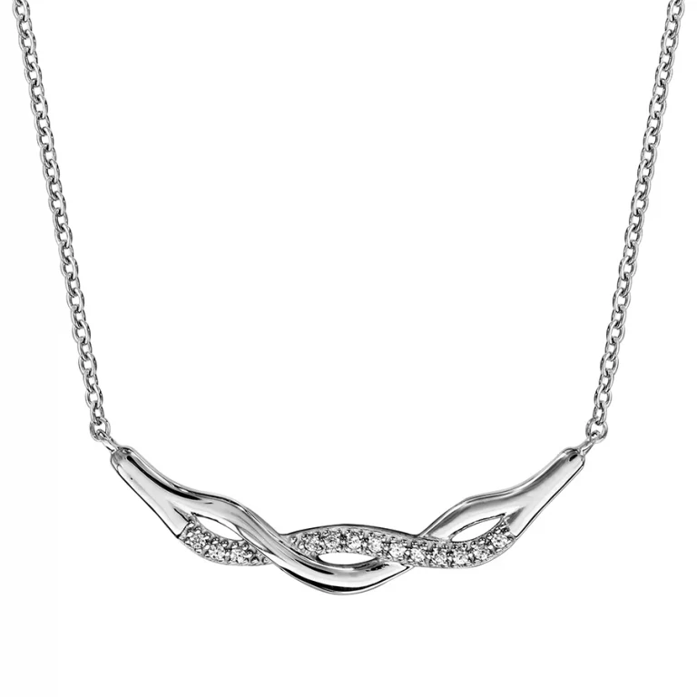 Collier torsadé serti d’oxydes blancs – Argent 925 rhodié | Azuline