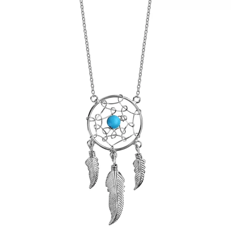 Collier attrape rêve à boule turquoise synthétique – Argent 925 rhodié | Azuline