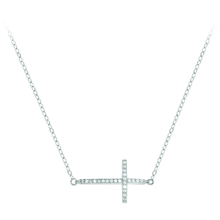 Collier croix serti d’oxydes micro – Argent 925 rhodié | Azuline