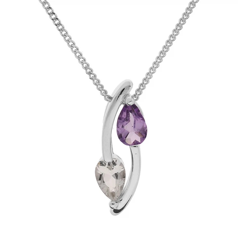 Collier goutte à améthyste et topaze – Argent 925 rhodié | Azuline