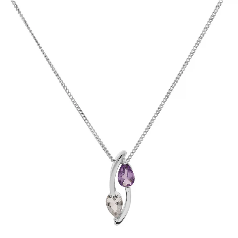 Collier goutte à améthyste et topaze – Argent 925 rhodié | Azuline