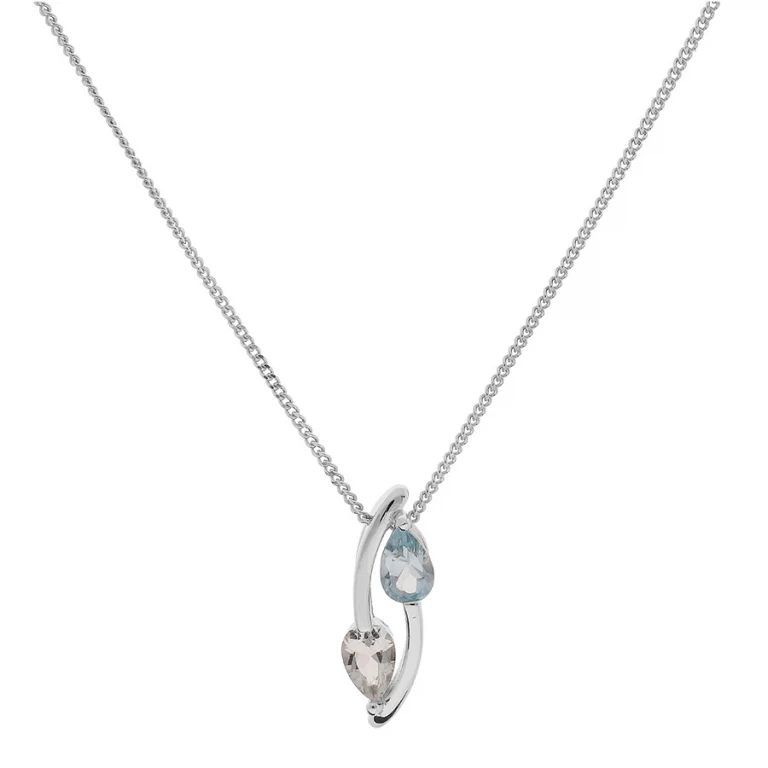 Collier deux gouttes bleu clair et blanche – Argent 925 rhodié | Azuline