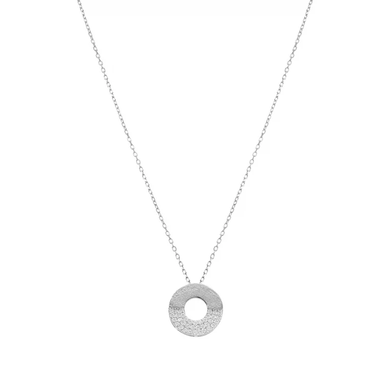 Collier cercle granité serti d’oxydes blancs – Argent 925 rhodié | Azuline
