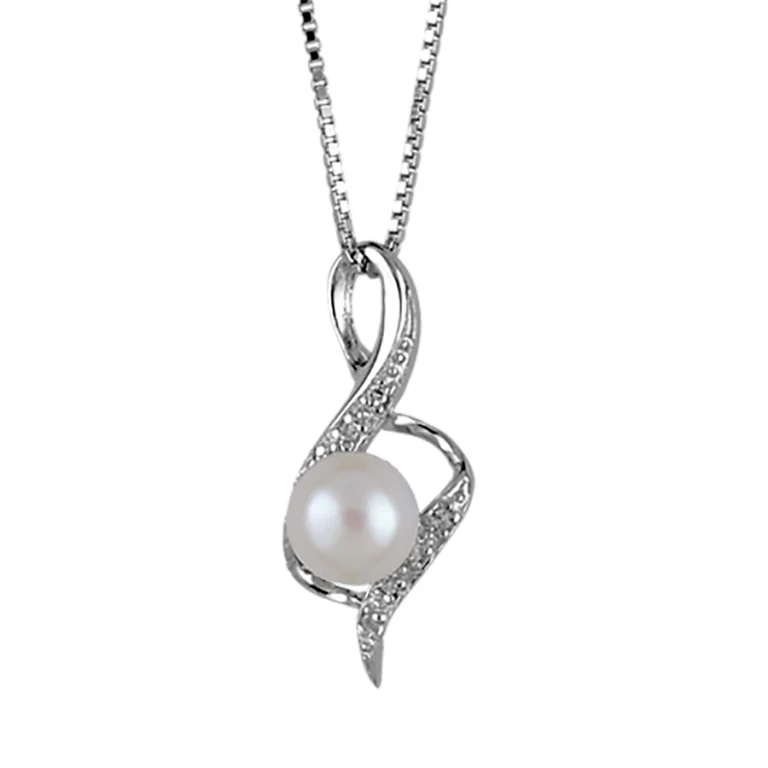 Collier forme fluide à perle crème imitation – Argent 925 rhodié | Azuline