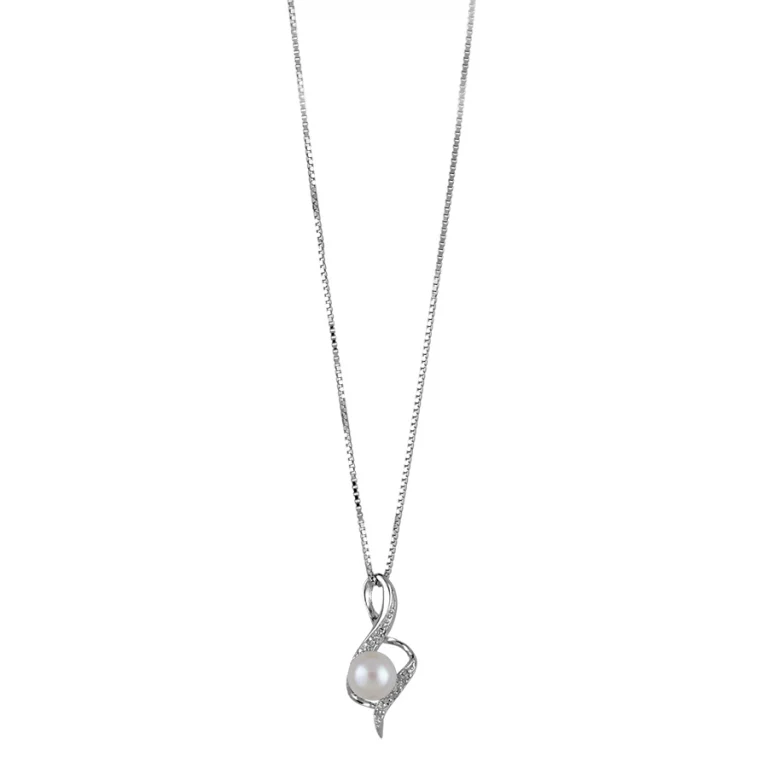 Collier forme fluide à perle crème imitation – Argent 925 rhodié | Azuline