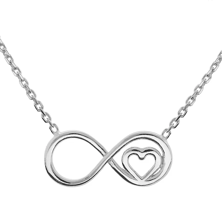 Collier infini et cœur lisses – Argent 925 rhodié | Azuline