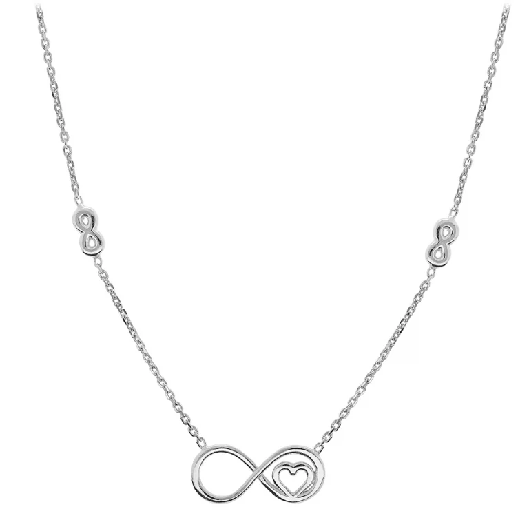 Collier infini et cœur lisses – Argent 925 rhodié | Azuline