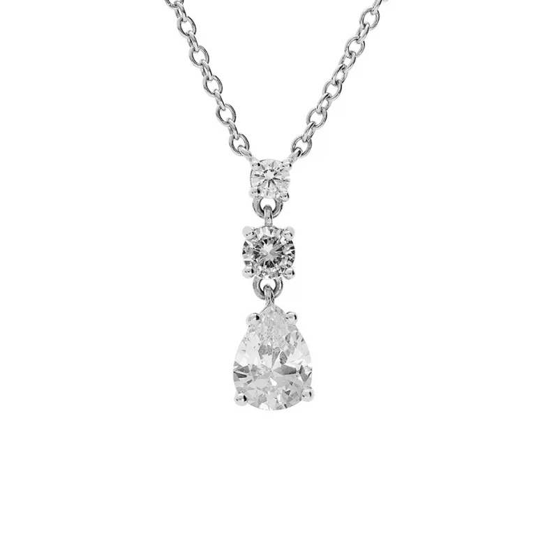 Collier goutte serti d’oxydes blancs et violet – Argent 925 rhodié | Azuline