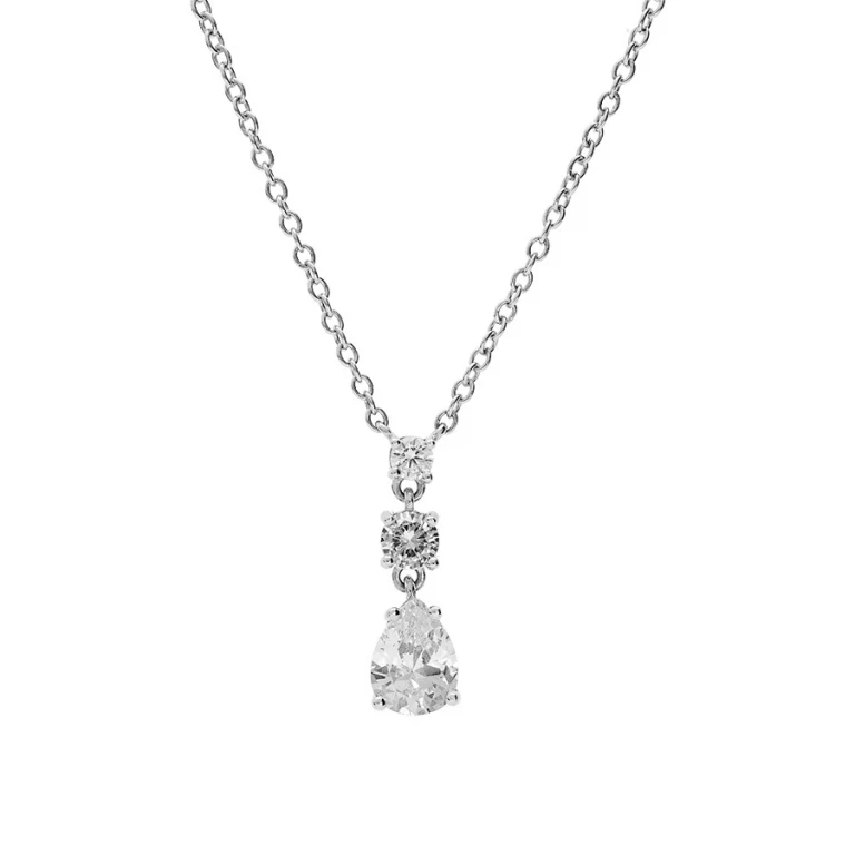 Collier goutte serti d’oxydes blancs et violet – Argent 925 rhodié | Azuline