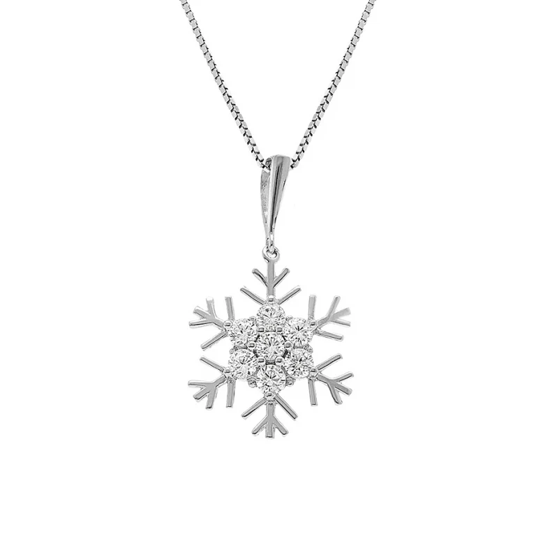 Collier flocon de neige serti d’oxydes – Argent 925 rhodié | Azuline