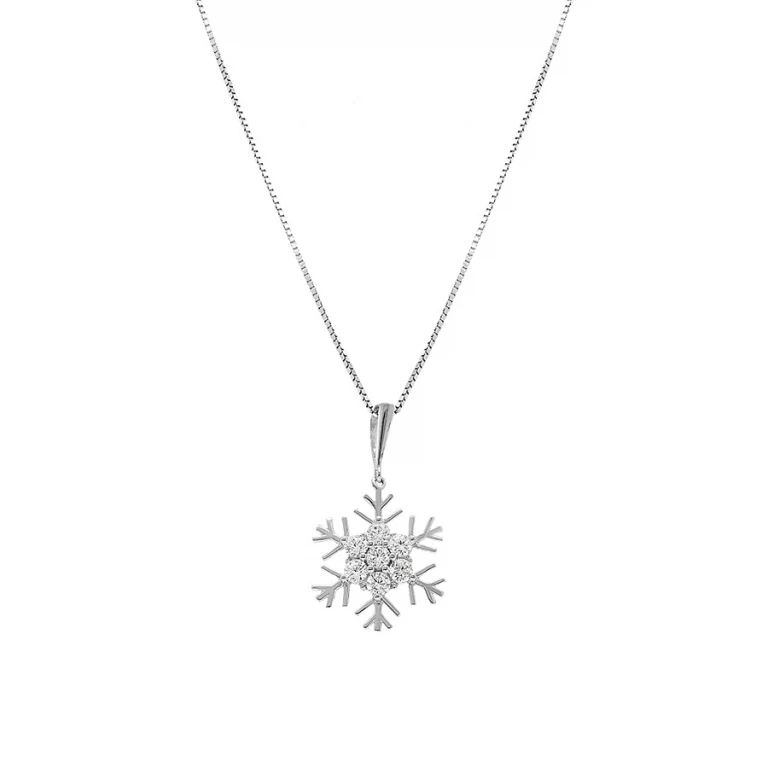 Collier flocon de neige serti d’oxydes – Argent 925 rhodié | Azuline