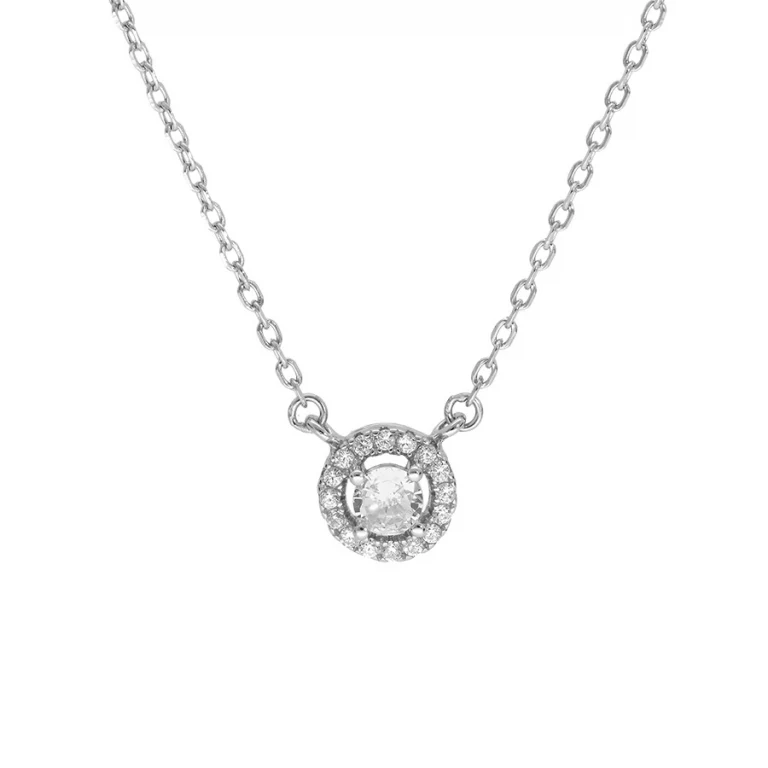 Collier cercle serti d’oxydes à oxyde central – Argent 925 rhodié | Azuline