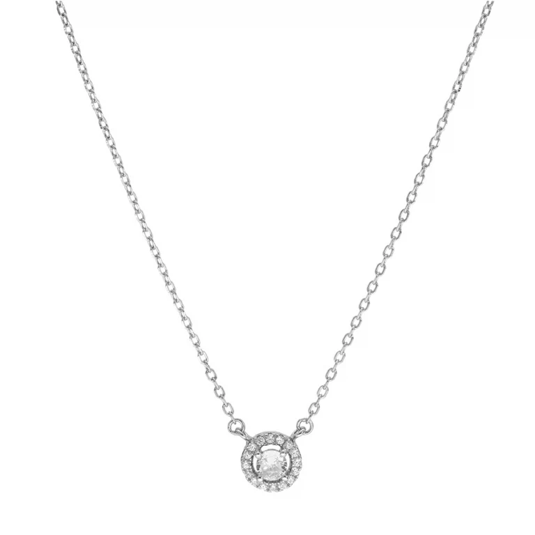 Collier cercle serti d’oxydes à oxyde central – Argent 925 rhodié | Azuline