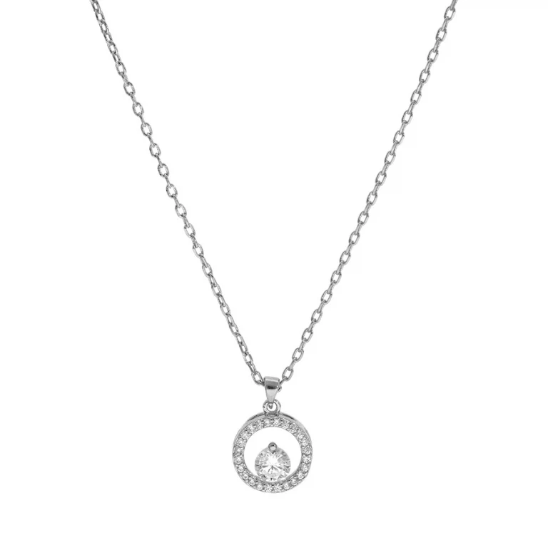 Collier rondelle sertie à oxyde flottant – Argent 925 rhodié | Azuline
