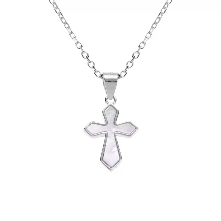 Collier croix à nacre – Argent 925 rhodié | Azuline