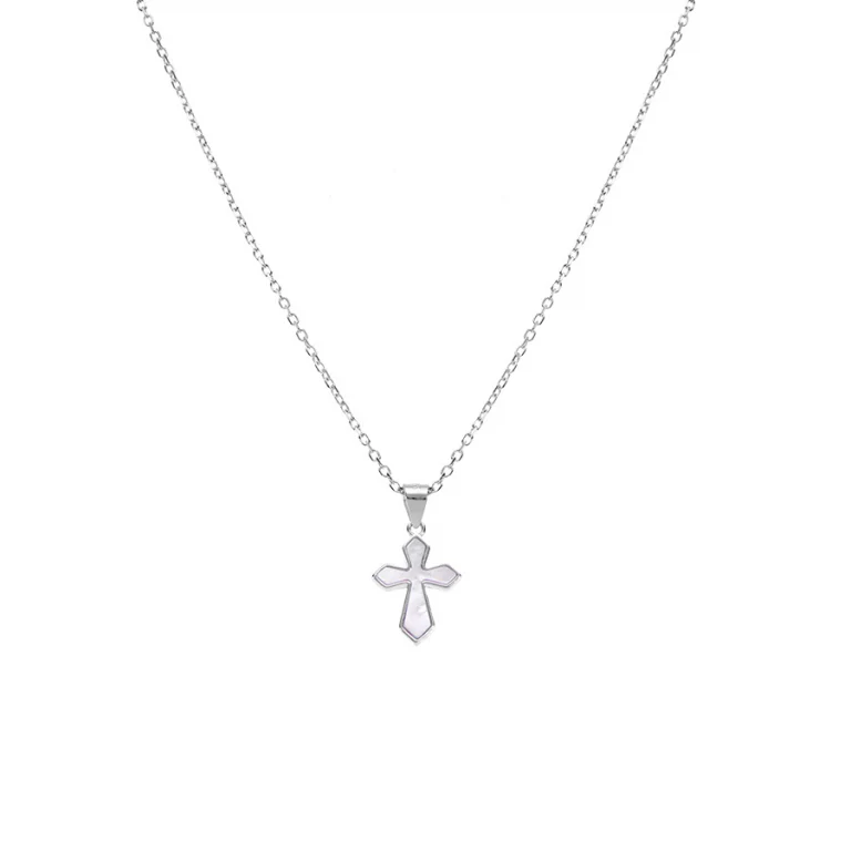 Collier croix à nacre – Argent 925 rhodié | Azuline