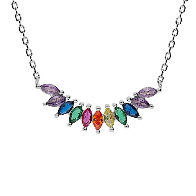 Collier navettes serti d’oxydes multicolores – Argent 925 rhodié | Azuline