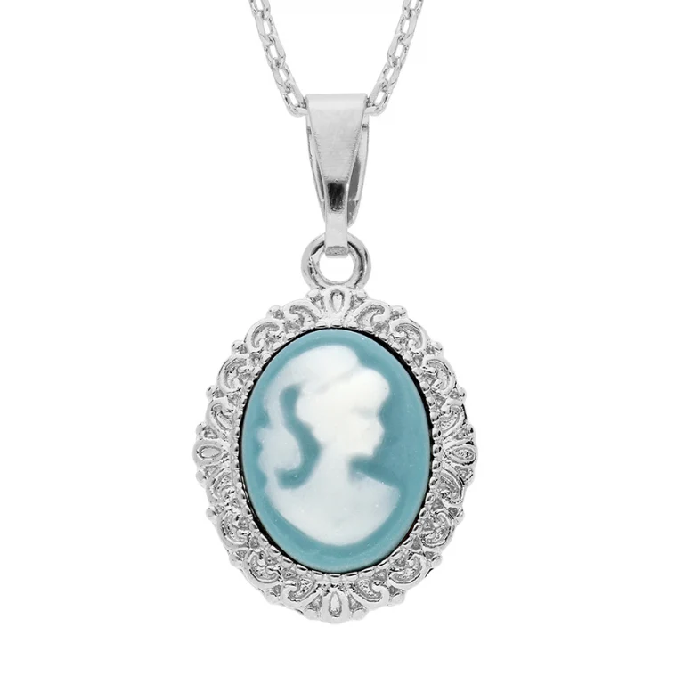 Collier camée coloris bleu – Argent 925 rhodié | Azuline