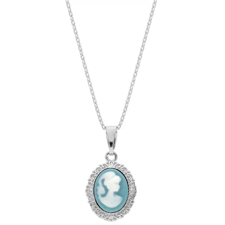 Collier camée coloris bleu – Argent 925 rhodié | Azuline