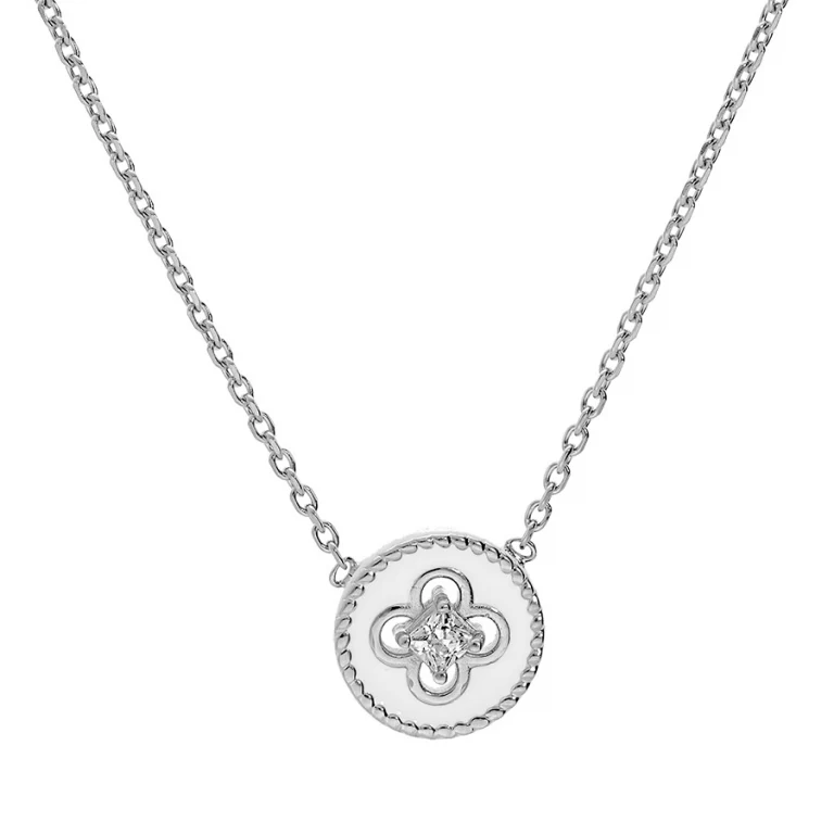 Collier croix serti d’oxydes blancs en résine – Argent 925 rhodié | Azuline
