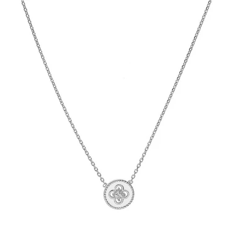 Collier croix serti d’oxydes blancs en résine – Argent 925 rhodié | Azuline
