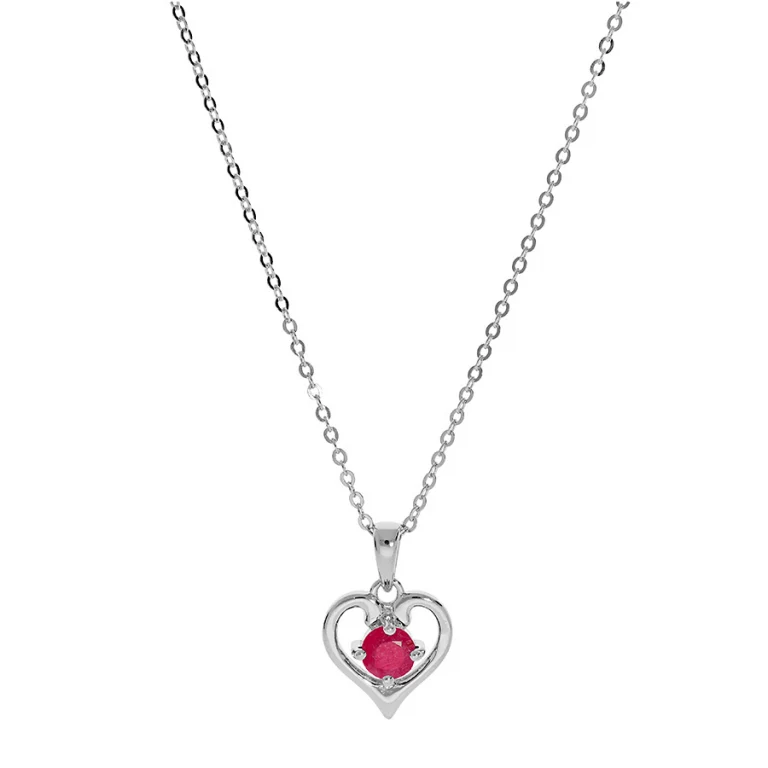 Collier cœur à oxyde rouge – Argent 925 rhodié | Azuline