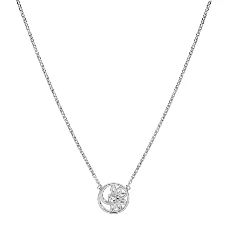 Collier cercle à motif fleur serti d’oxydes – Argent 925 rhodié | Azuline