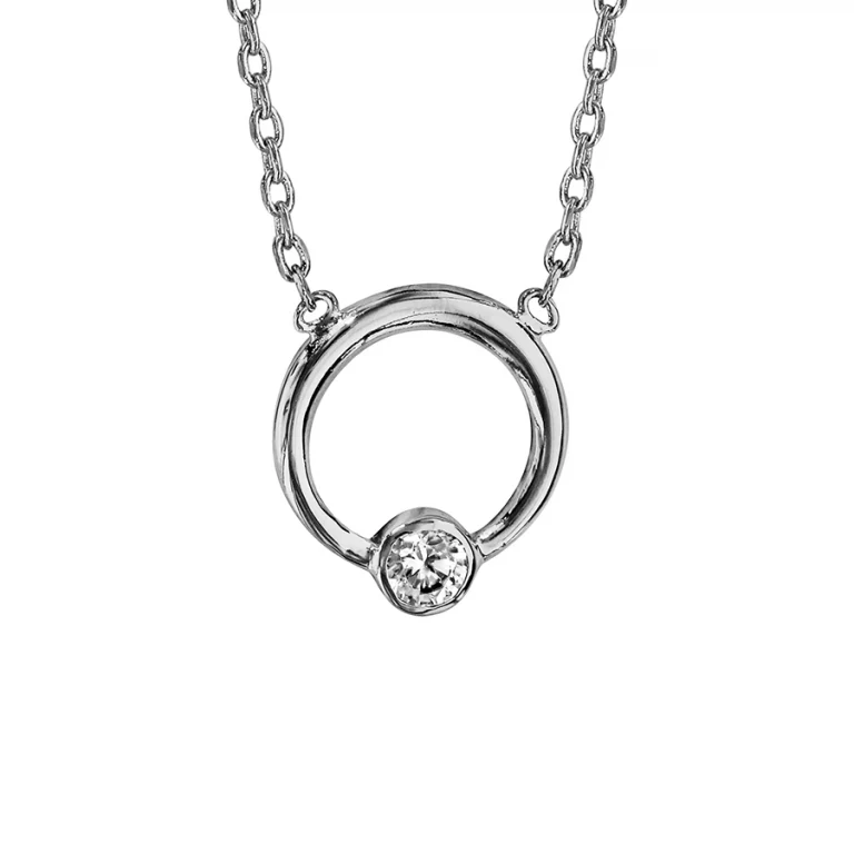 Collier cercle à oxyde blanc clos – Argent 925 rhodié | Azuline