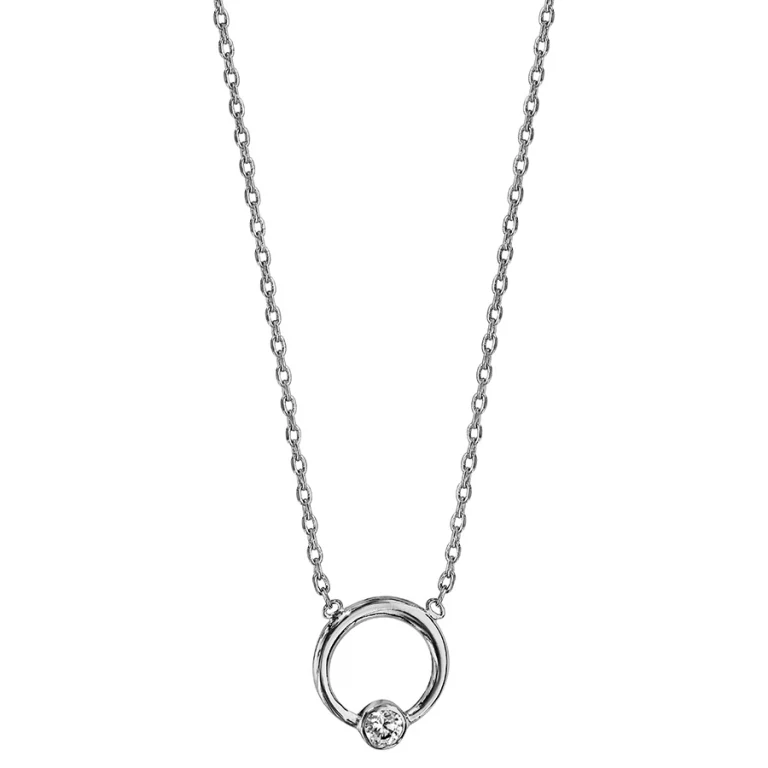 Collier cercle à oxyde blanc clos – Argent 925 rhodié | Azuline