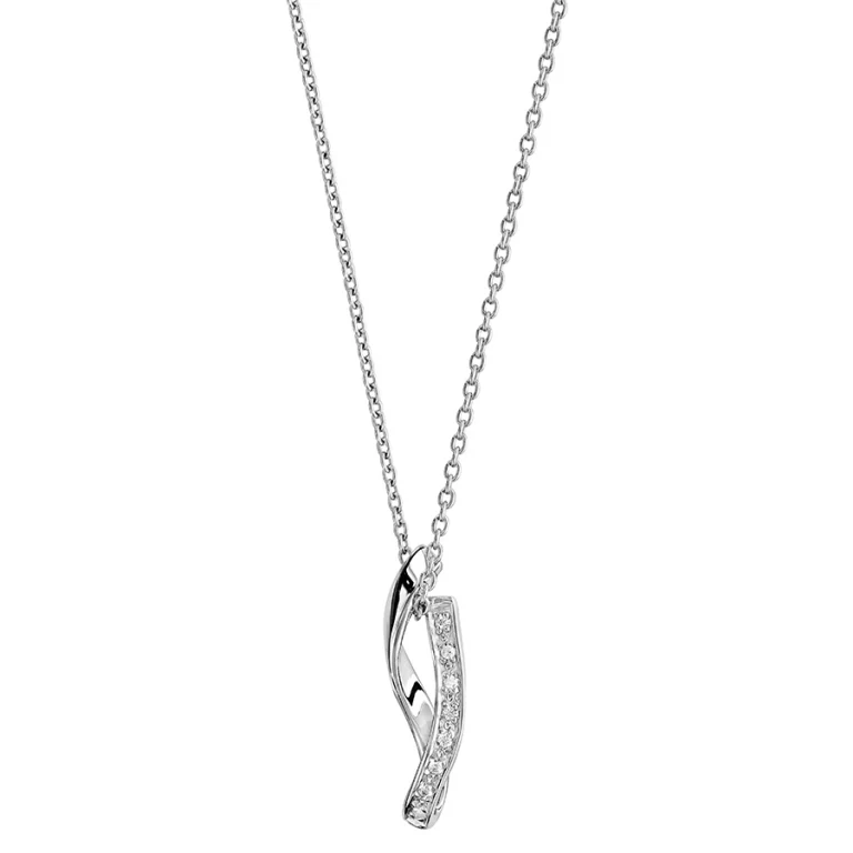 Collier pendentif serti d’oxydes blancs torsadé – Argent 925 rhodié | Azuline