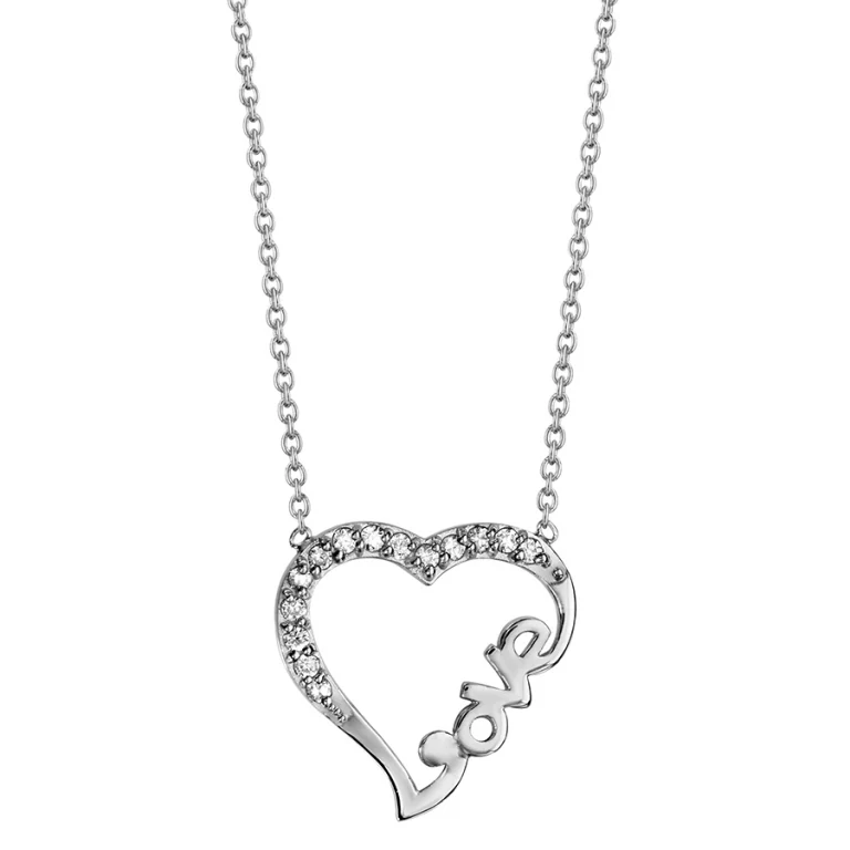 Collier cœur ajouré « love » serti d’oxydes – Argent 925 rhodié | Azuline