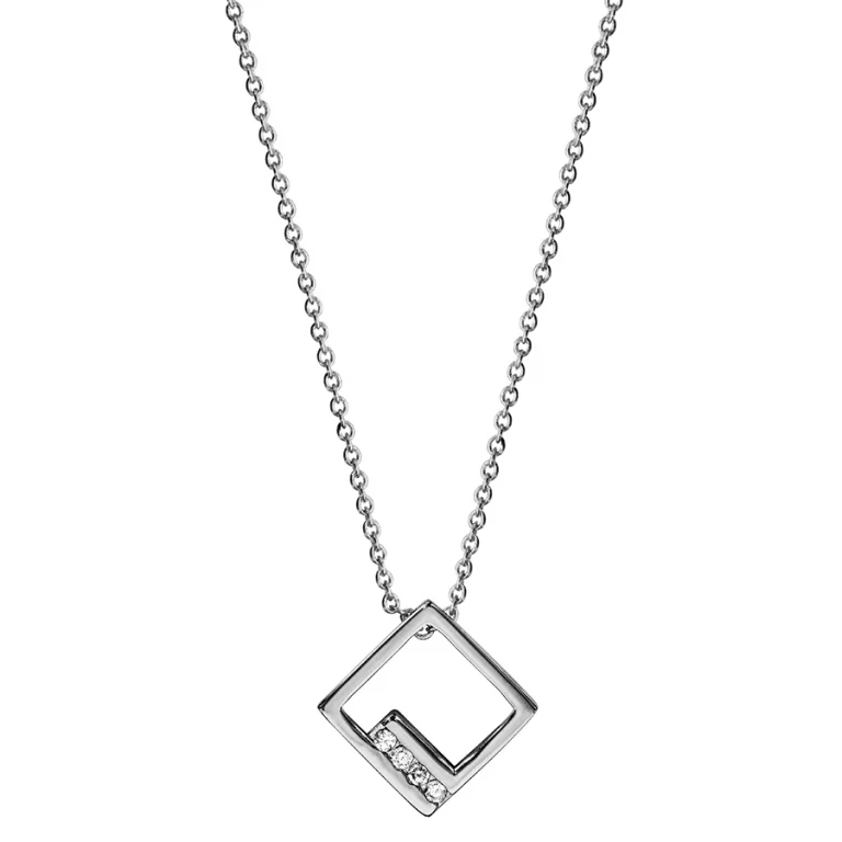 Collier losange serti d’oxydes blancs – Argent 925 rhodié | Azuline