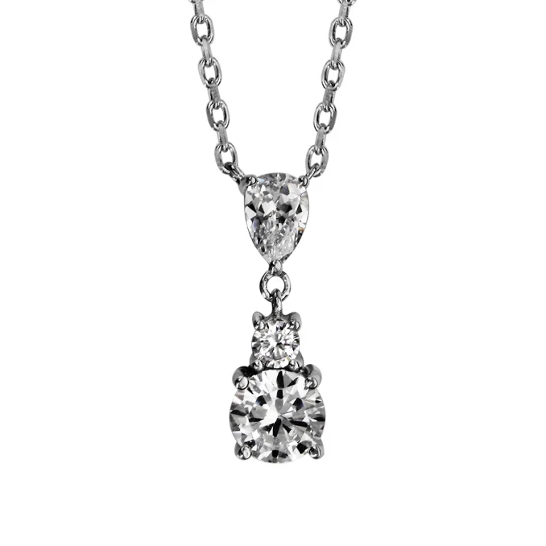 Collier goutte à trois oxydes blancs – Argent 925 rhodié | Azuline