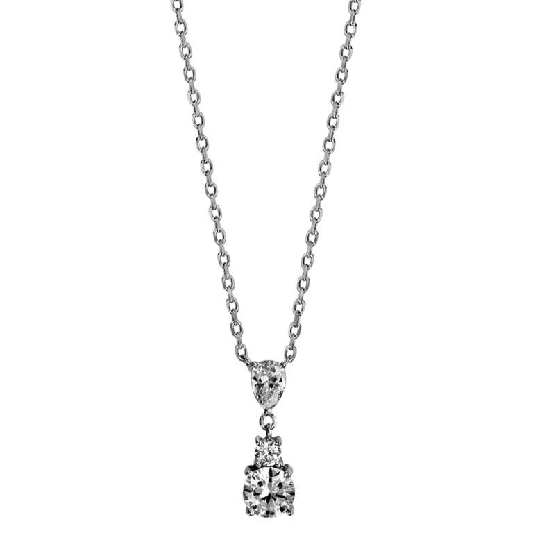 Collier goutte à trois oxydes blancs – Argent 925 rhodié | Azuline