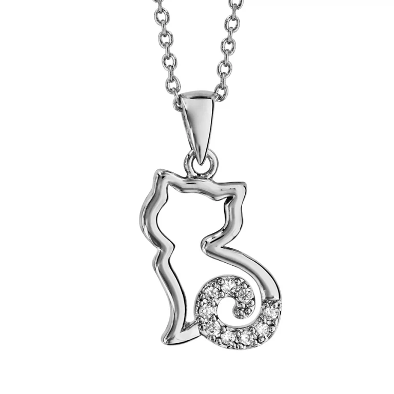 Collier chat stylisé – Argent 925 rhodié | Azuline