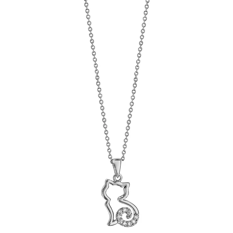 Collier chat stylisé – Argent 925 rhodié | Azuline